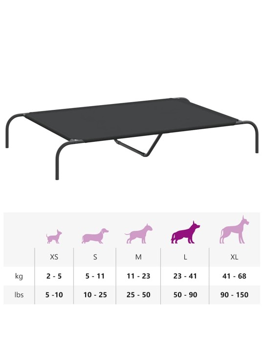KÕRGENDATUD KOERAVOODI MUST 130X80X20 CM OXFORDI KANGAS TERAS