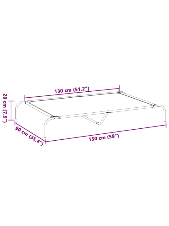 KÕRGENDATUD KOERAVOODI MUST 150X90X20 CM OXFORDI KANGAS TERAS