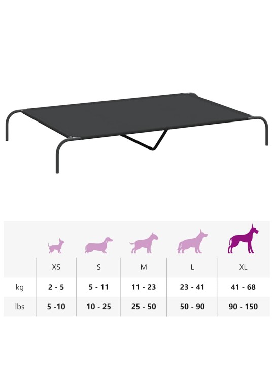 KÕRGENDATUD KOERAVOODI MUST 150X90X20 CM OXFORDI KANGAS TERAS