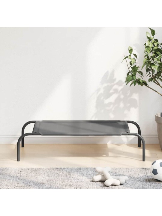 KÕRGENDATUD KOERAVOODI HALL 90X50X20 CM TEKSTIILIST JA TERASEST