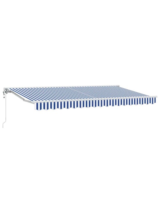 Sissetõmmatav varikatus sinine ja valge 350x200 cm kangas