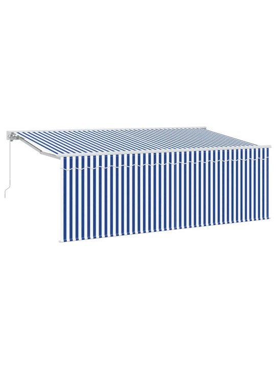 Sissetõmmatav varikatus sinine ja valge 350 x 200 cm