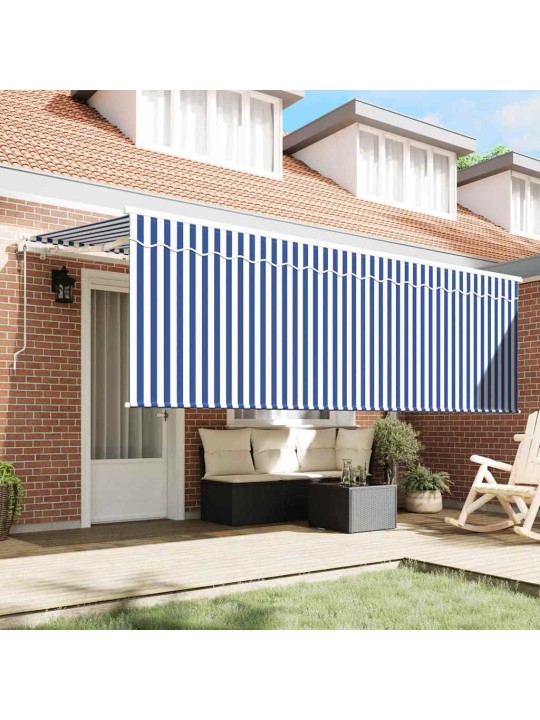 Sissetõmmatav varikatus sinine ja valge 350 x 200 cm