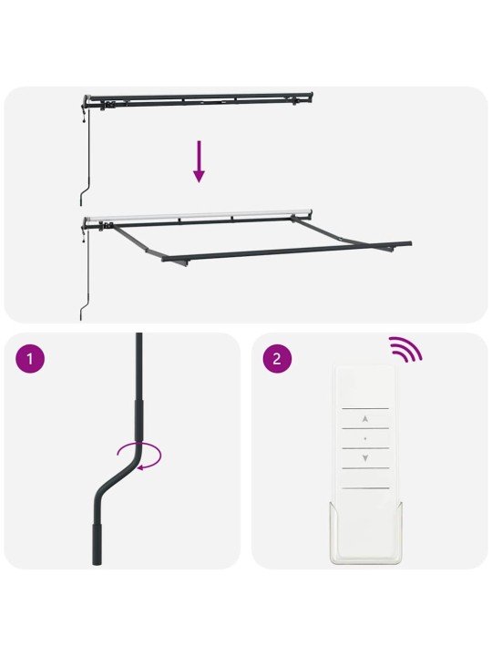 Sissetõmmatav varikatus valge 350 x 200 cm