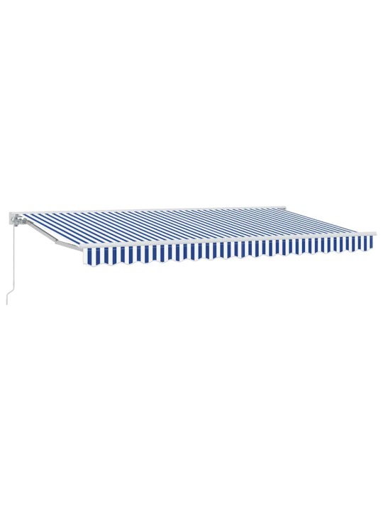 Sissetõmmatav varikatus sinine ja valge 400x200 cm kangas