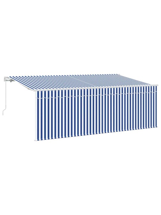 Sissetõmmatav varikatus sinine ja valge 400 x 200 cm