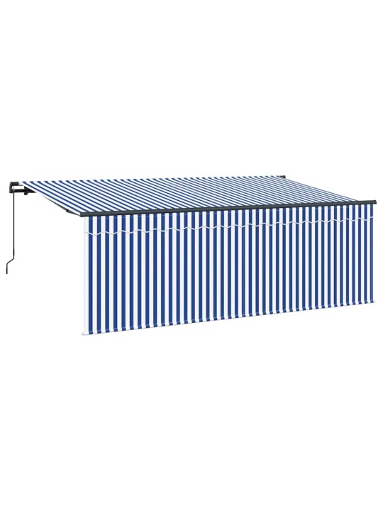Sissetõmmatav varikatus sinine ja valge 400 x 200 cm kangas