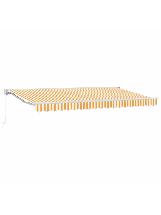 Sissetõmmatav varikatus kollane ja valge 400x200 cm kangas
