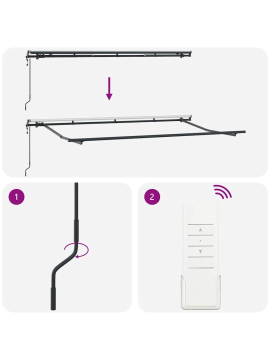 Sissetõmmatav varikatus valge 400 x 200 cm