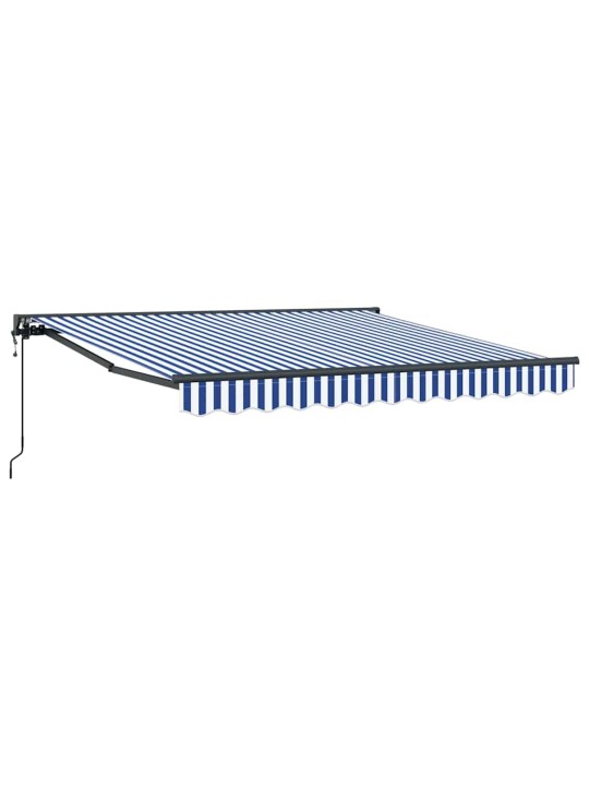 Sissetõmmatav varikatus sinine ja valge 300x250 cm kangas