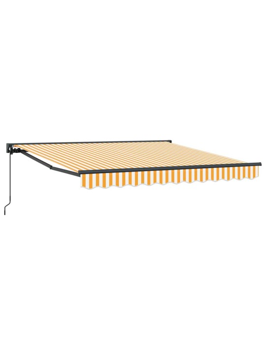 Sissetõmmatav varikatus kollane ja valge 300x250 cm kangas