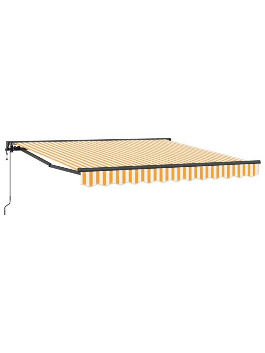 Sissetõmmatav varikatus kollane ja valge 300x250 cm kangas