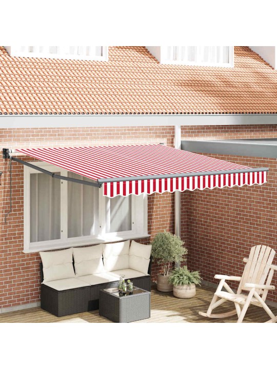 Sissetõmmatav varikatus striped punane ja valge 300 x 250 cm