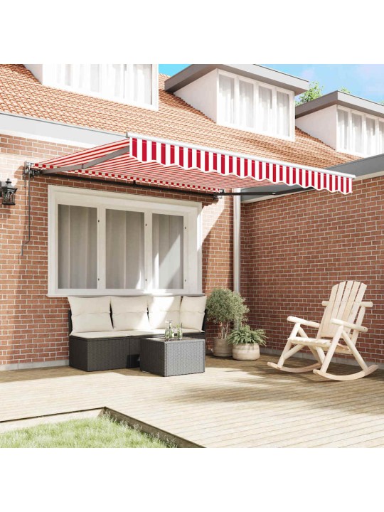 Sissetõmmatav varikatus punane ja valge triip 300x250 cm