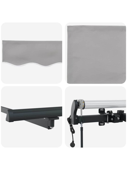 Sissetõmmatav varikatus helehall 300 x 250 cm kangas