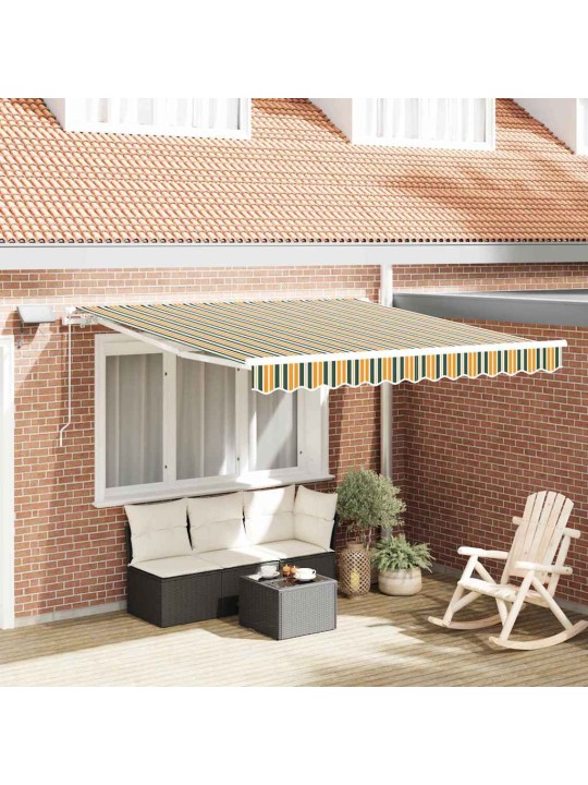 Sissetõmmatav varikatus 300 x 250 cm roheline ja kollane