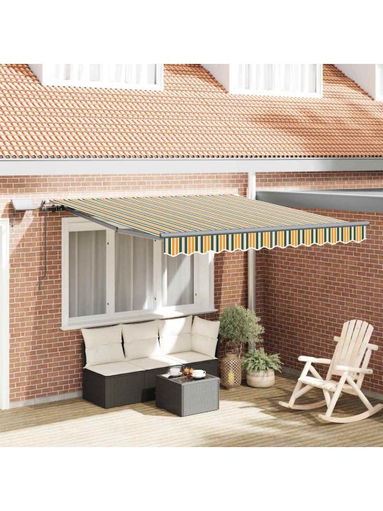 Sissetõmmatav varikatus roheline ja kollane 300 x 250 cm