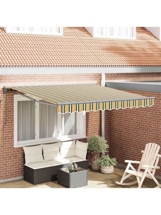 Sissetõmmatav varikatus roheline ja kollane 300x250 cm kiud