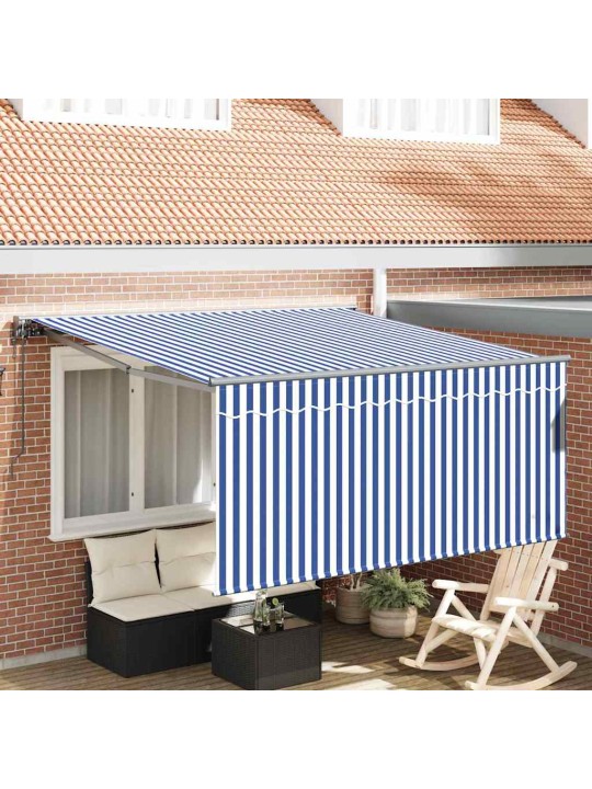 Sissetõmmatav varikatus sinine ja antriit 350 x 250 cm