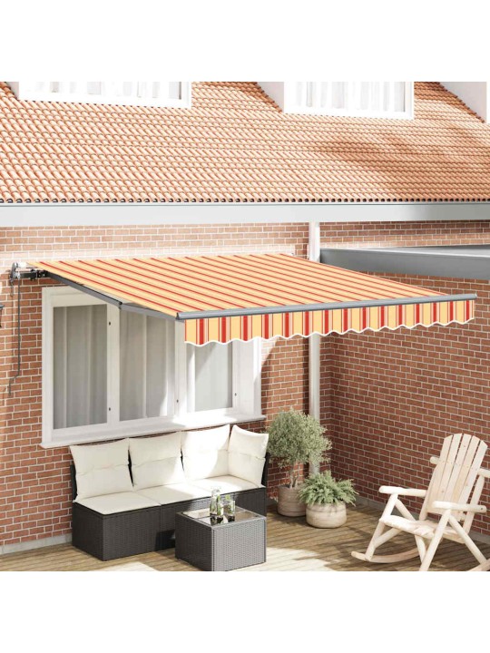 Sissetõmmatav varikatus kollane ja oranž 350 x 250 cm kangas