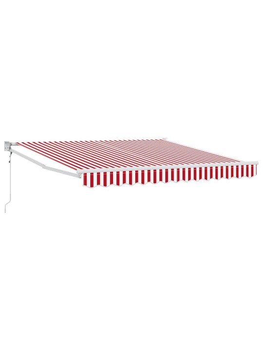 Sissetõmmatav varikatus punane ja valge 350 x 250 cm kangas