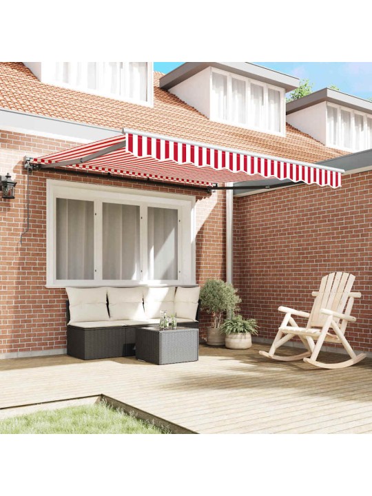Sissetõmmatav varikatus punane ja valge triip 350x250 cm