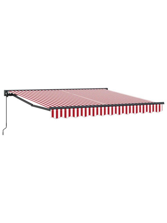 Sissetõmmatav varikatus punane ja valge triip 350x250 cm