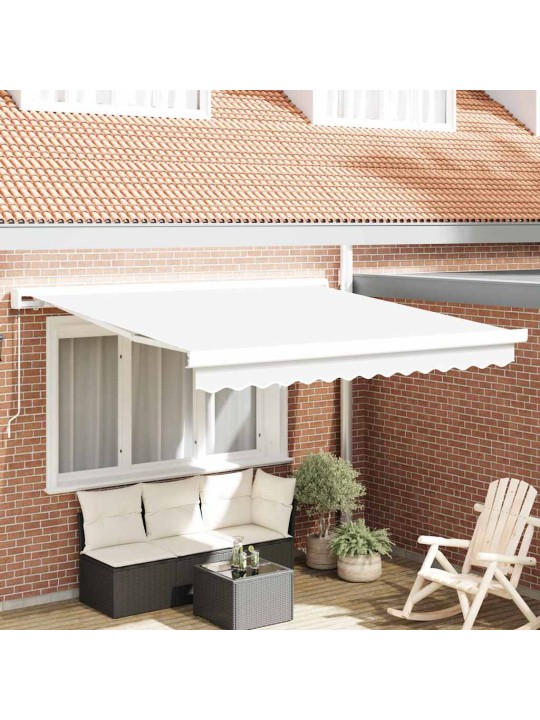Sissetõmmatav varikatus valge 350 x 250 cm kangas, metall