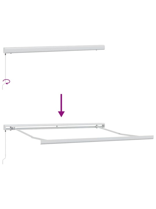 Sissetõmmatav varikatus valge 350 x 250 cm kangas, metall