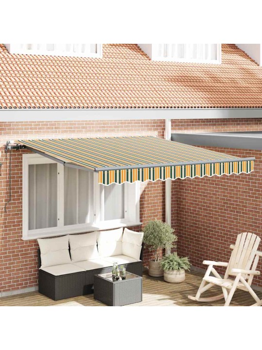 Sissetõmmatav varikatus roheline ja kollane 350 x 250 cm