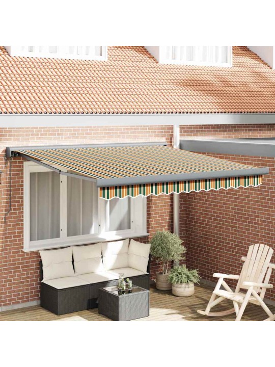Sissetõmmatav varikatus roheline ja kollane 350 x 250 cm