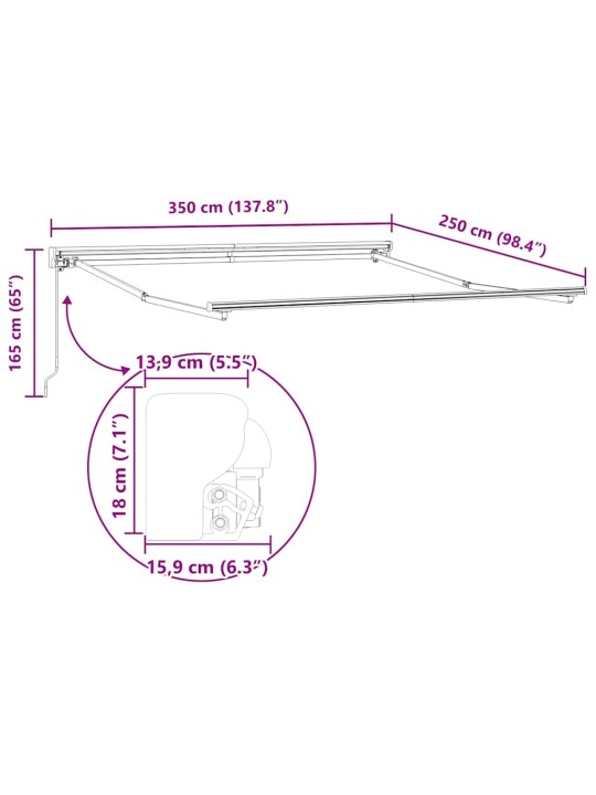 Sissetõmmatav varikatus roheline ja kollane 350x250 cm kangas