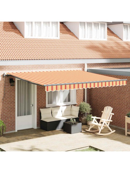 Sissetõmmatav varikatus kollane ja oranž 400 × 350 cm kangas