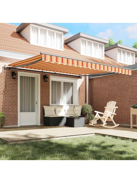 Sissetõmmatav varikatus kollane ja oranž 400 × 350 cm kangas