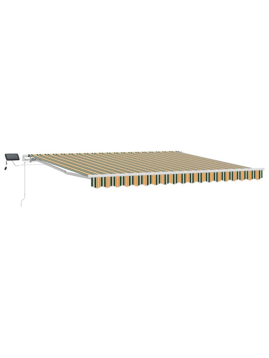 Sissetõmmatav varikatus 400 × 350 cm roheline ja kollane