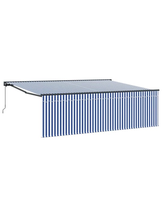 Sissetõmmatav varikatus sinine ja valge 450 × 300 cm kangas