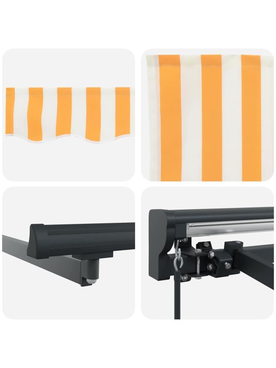 Sissetõmmatav varikatus oranž ja valge 450x300 cm kangas
