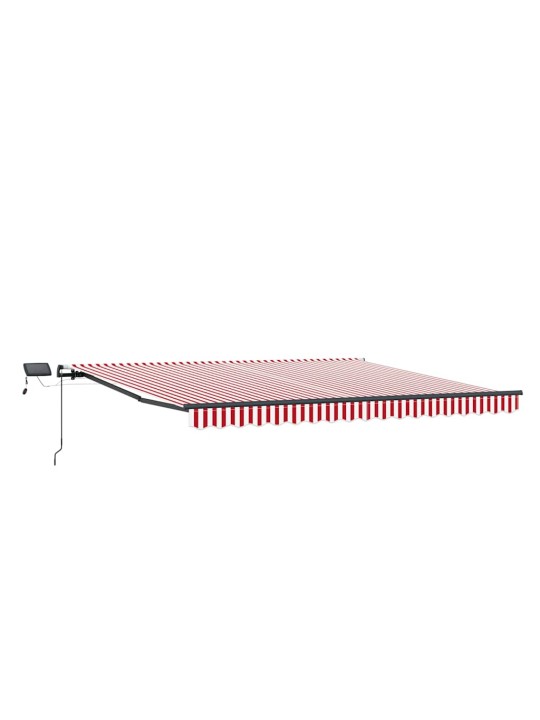Sissetõmmatav varikatus punane ja valge 450 × 300 cm kangas
