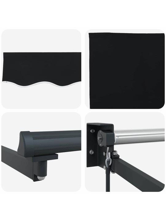 Sissetõmmatav varikatus must 450 × 300 cm polüester, metall