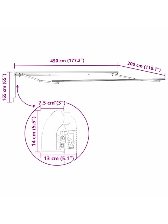Varikatus roheline ja kollane 4,5 × 3 m polüester ja metall