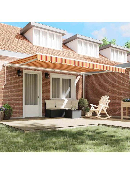 Sissetõmmatav varikatus 450 × 350 cm kollane ja oranž