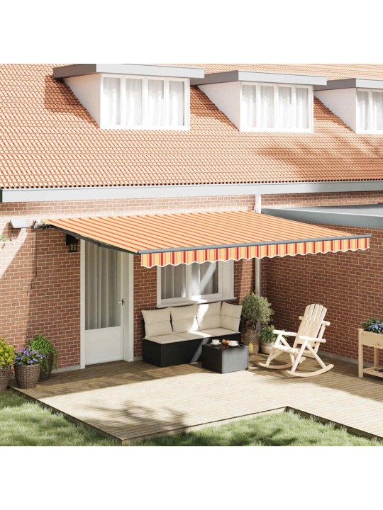 Sissetõmmatav varikatus kollane ja oranž 450 × 350 cm kangas