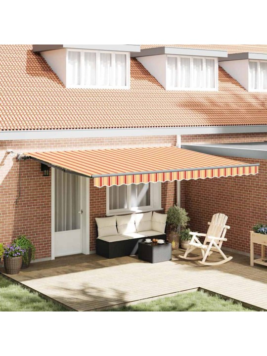 Sissetõmmatav varikatus kollane ja oranž 450 × 350 cm kangas