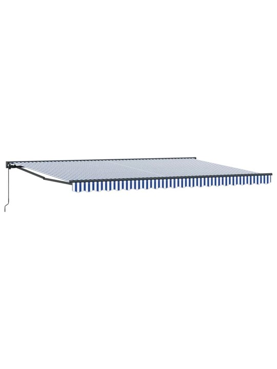 Sissetõmmatav varikatus sinine ja valge 500x300 cm kangas