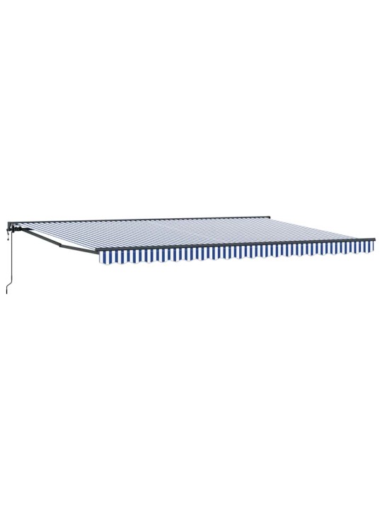 Sissetõmmatav varikatus sinine ja valge 500x300 cm kangas