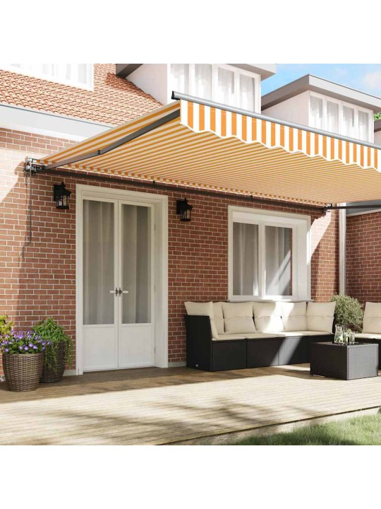 Sissetõmmatav varikatus oranž ja valge 500x300 cm kangas