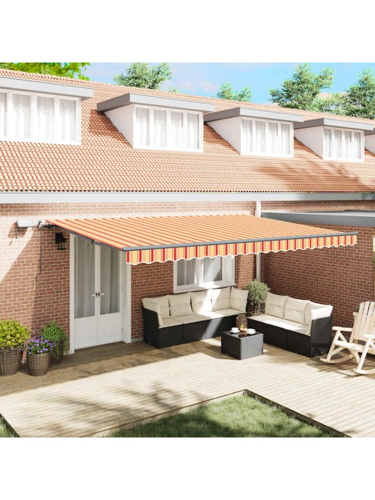 Sissetõmmatav varikatus kollane ja oranž 500 × 300 cm kangas