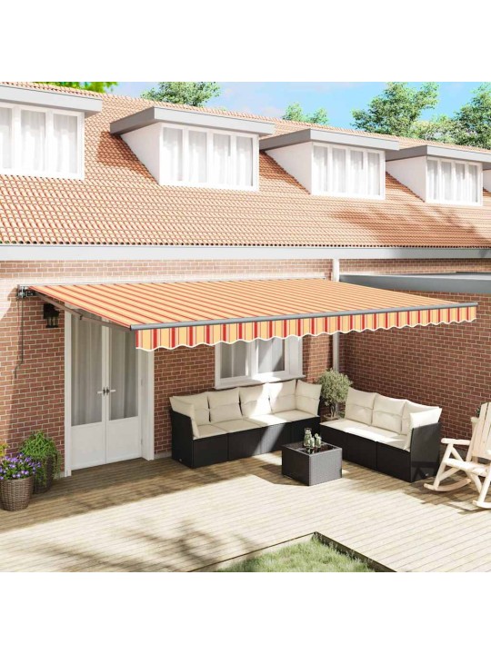 Sissetõmmatav varikatus kollane ja oranž 500x300 cm kangas
