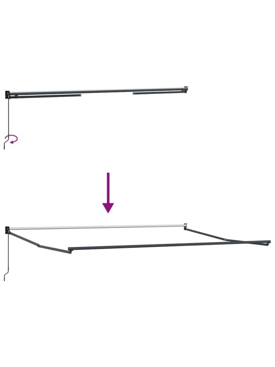 Sissetõmmatav varikatus valge 500 × 300 cm kangas, metall