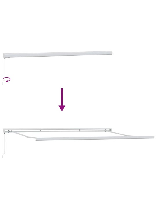 Sissetõmmatav varikatus valge 500 × 300 cm kangas, metall